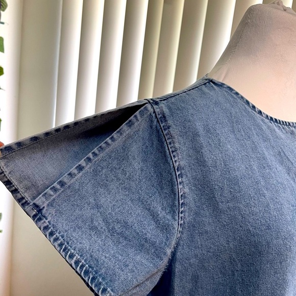 Noracora NWT Denim Jean mini Dress Button up front| Split Sleeves Size XL - Picture 3 of 11